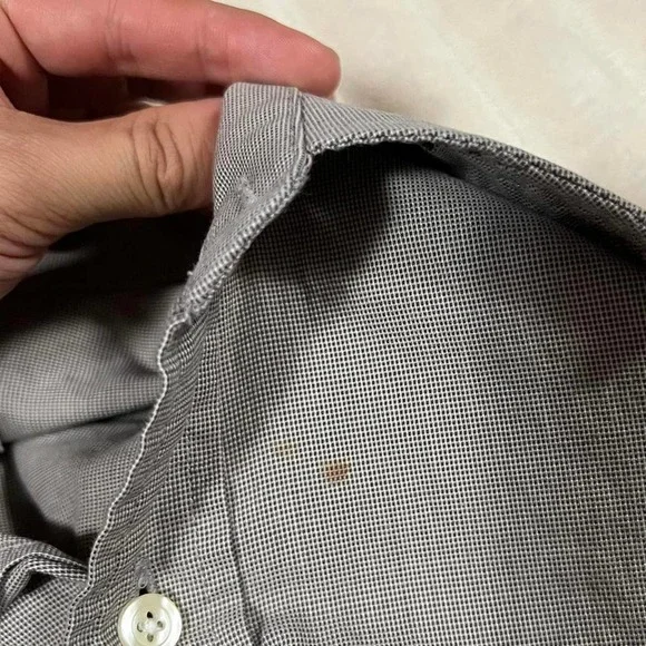 Vintage Christian Dior Chemise Button Up Shirt Gray Check Collar 15.5 Neck 34/35 - Picture 8 of 8